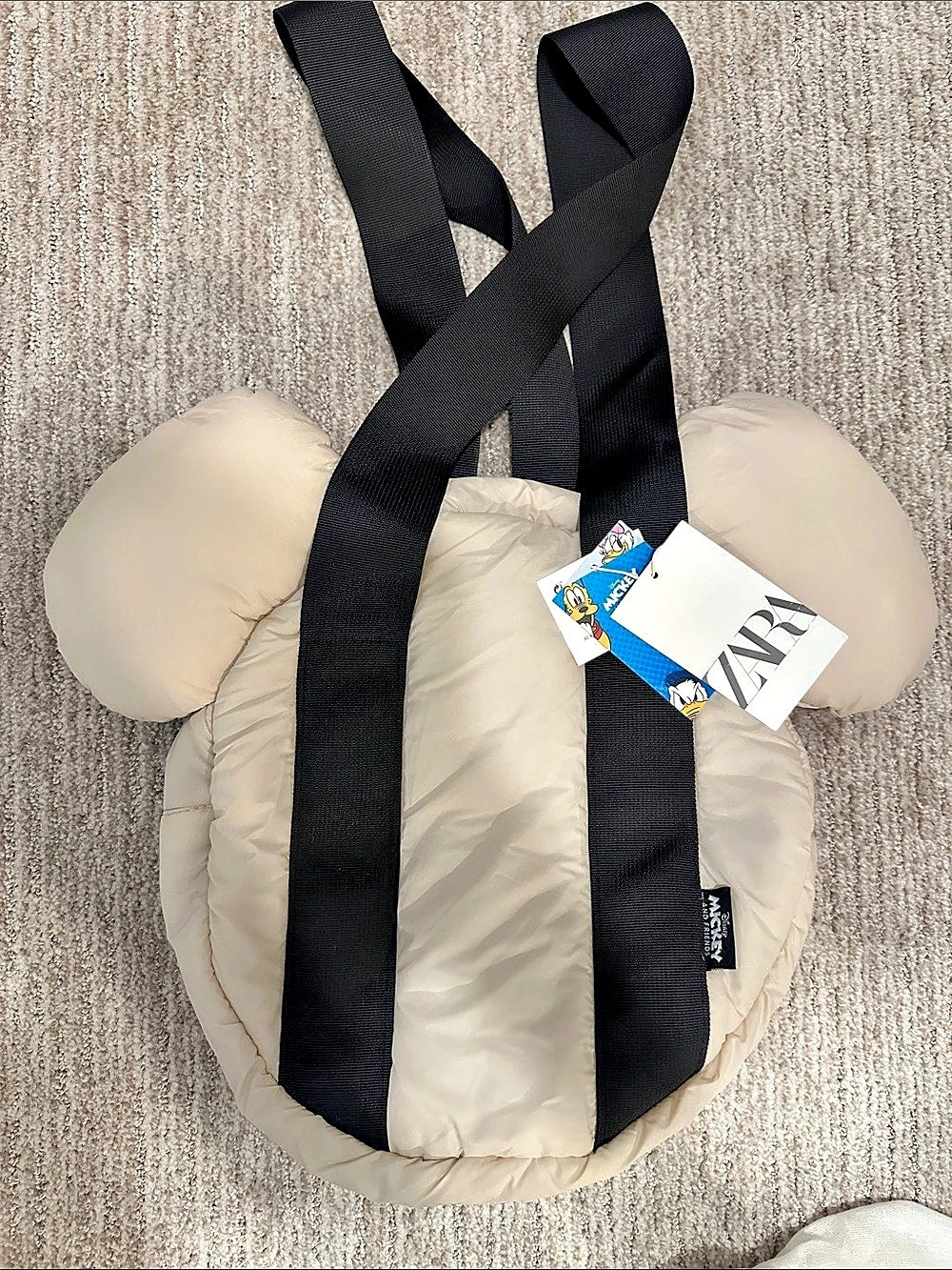 Zara x Disney Mickey Mouse Puffer Backpack cream & Black